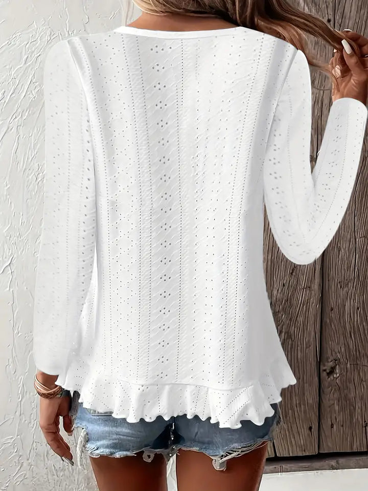 White Round Neck Top