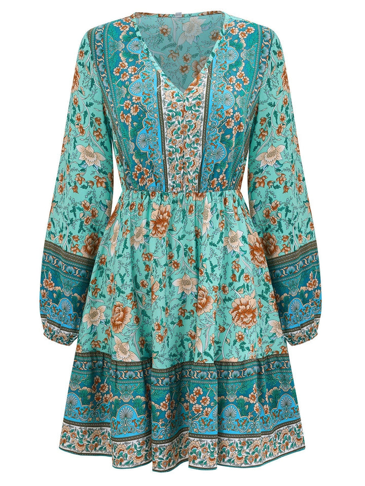 Long-Sleeved Printed Dress