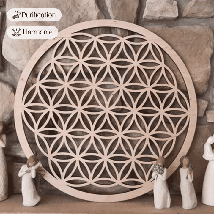 Harmonizing Flower of Life in Natural Wood