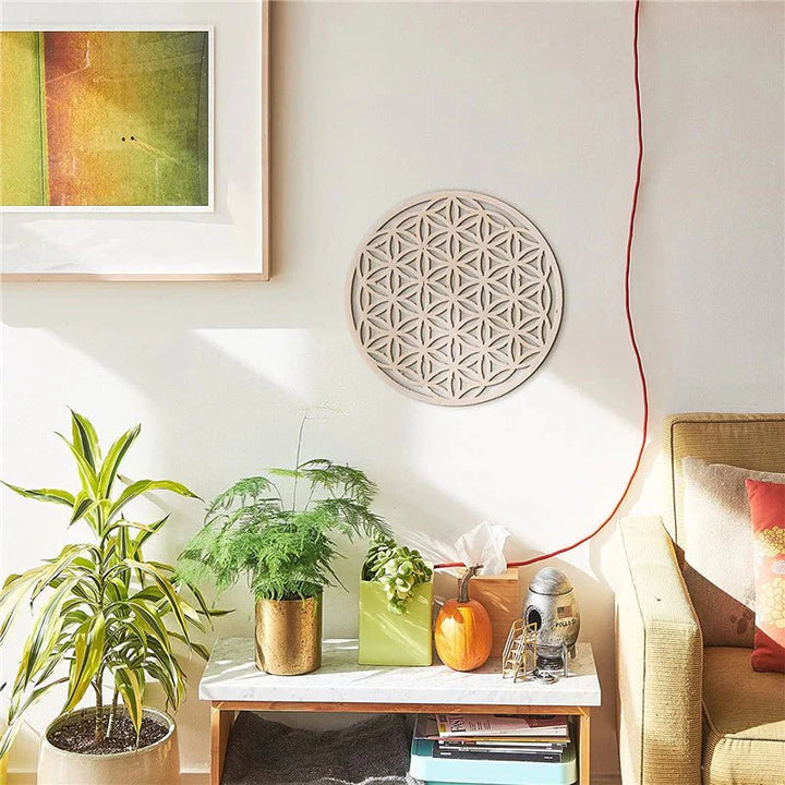 Harmonizing Flower of Life in Natural Wood