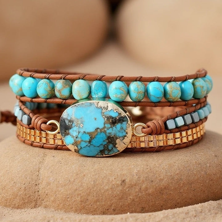 "Calming Energy" Turquoise Wrap Bracelet