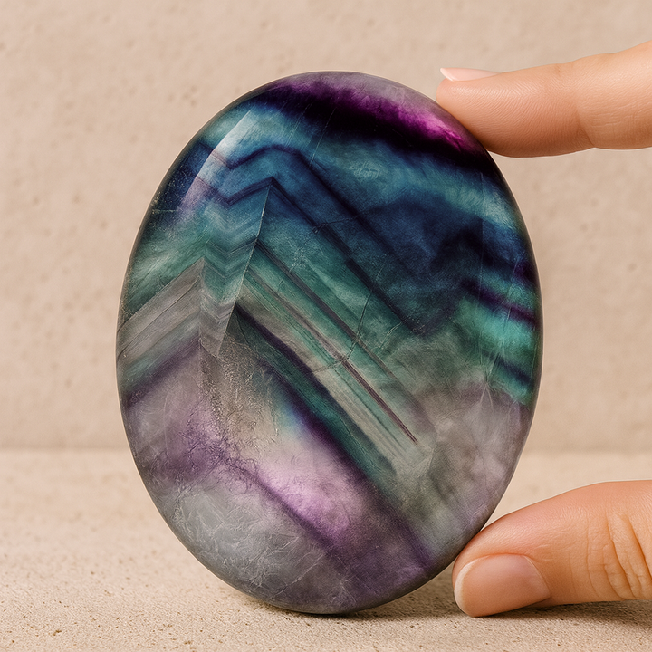 "Concentration and Clarity" Pebble in Rainbow Fluorite