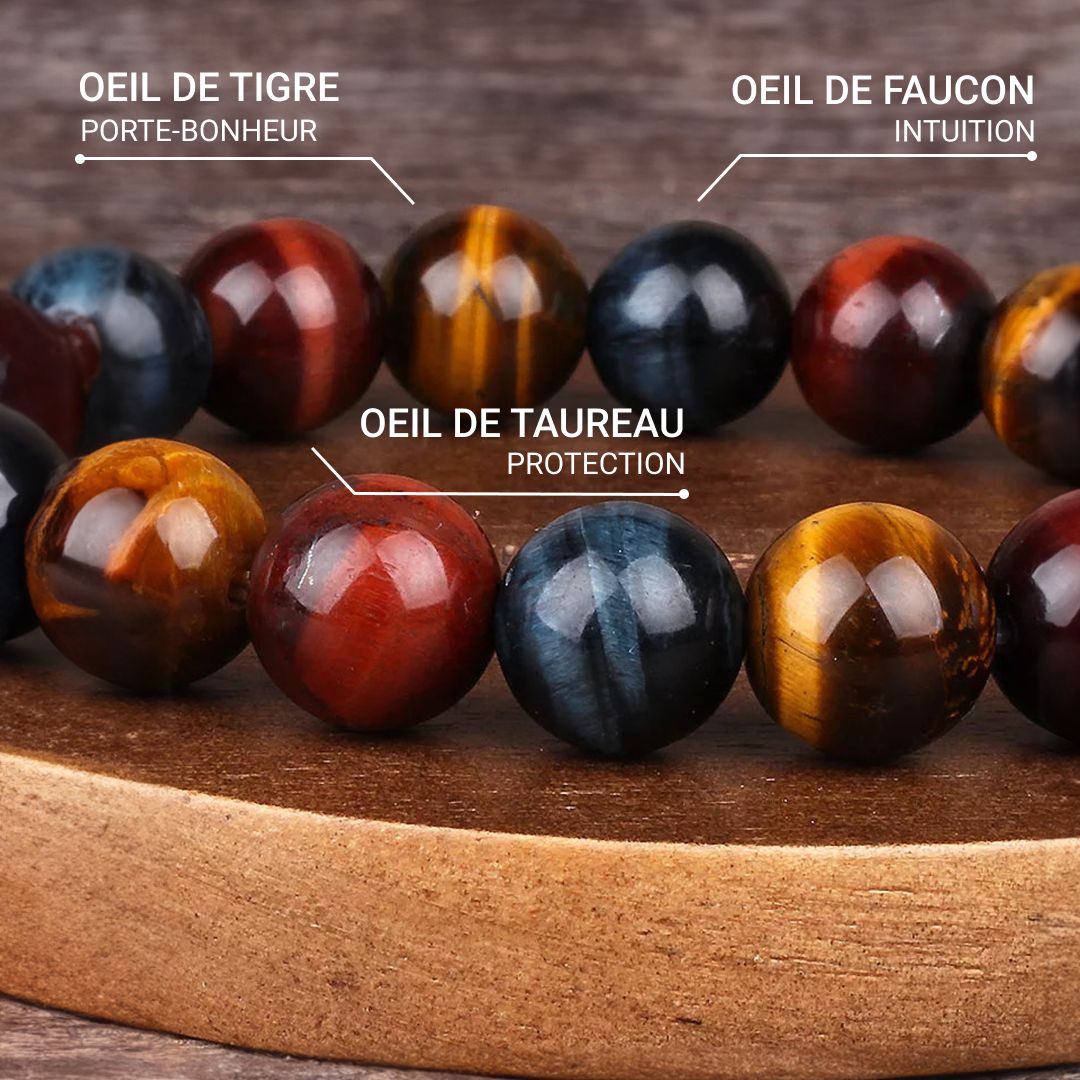 "Multiple Eye" Bracelet in Tiger's Eye, Bull's Eye & Hawk's Eye
