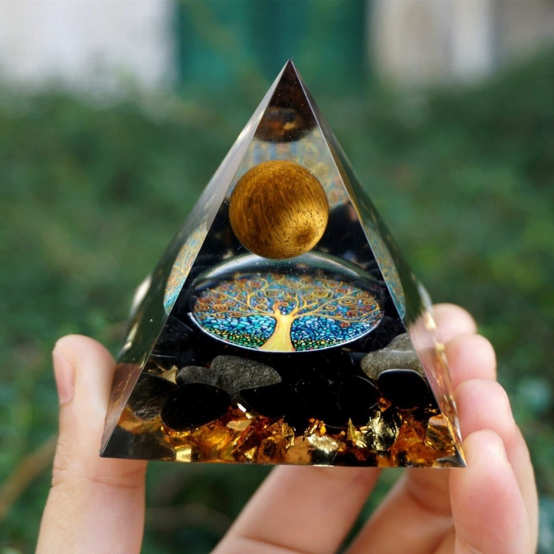 Orgonite "Tree of Life Reborn" in Tiger's Eye & Obsidian