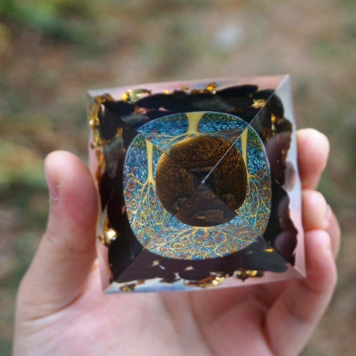Orgonite "Rebirth Tree" in Tiger's Eye & Obsidian