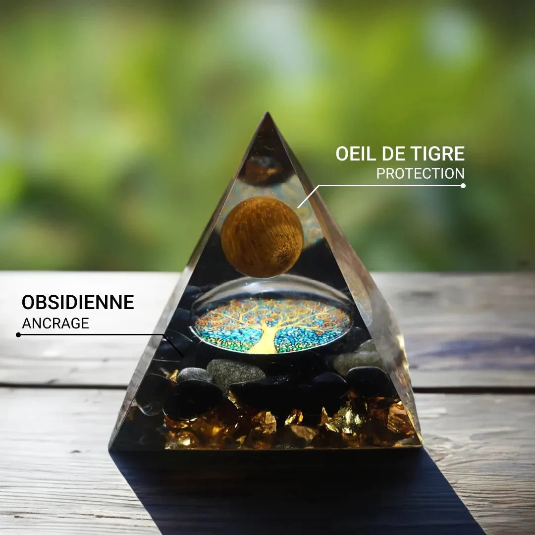 Orgonite "Tree of Life Reborn" in Tiger's Eye & Obsidian