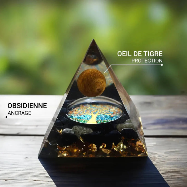 Orgonite "Tree of Life Reborn" in Tiger's Eye & Obsidian