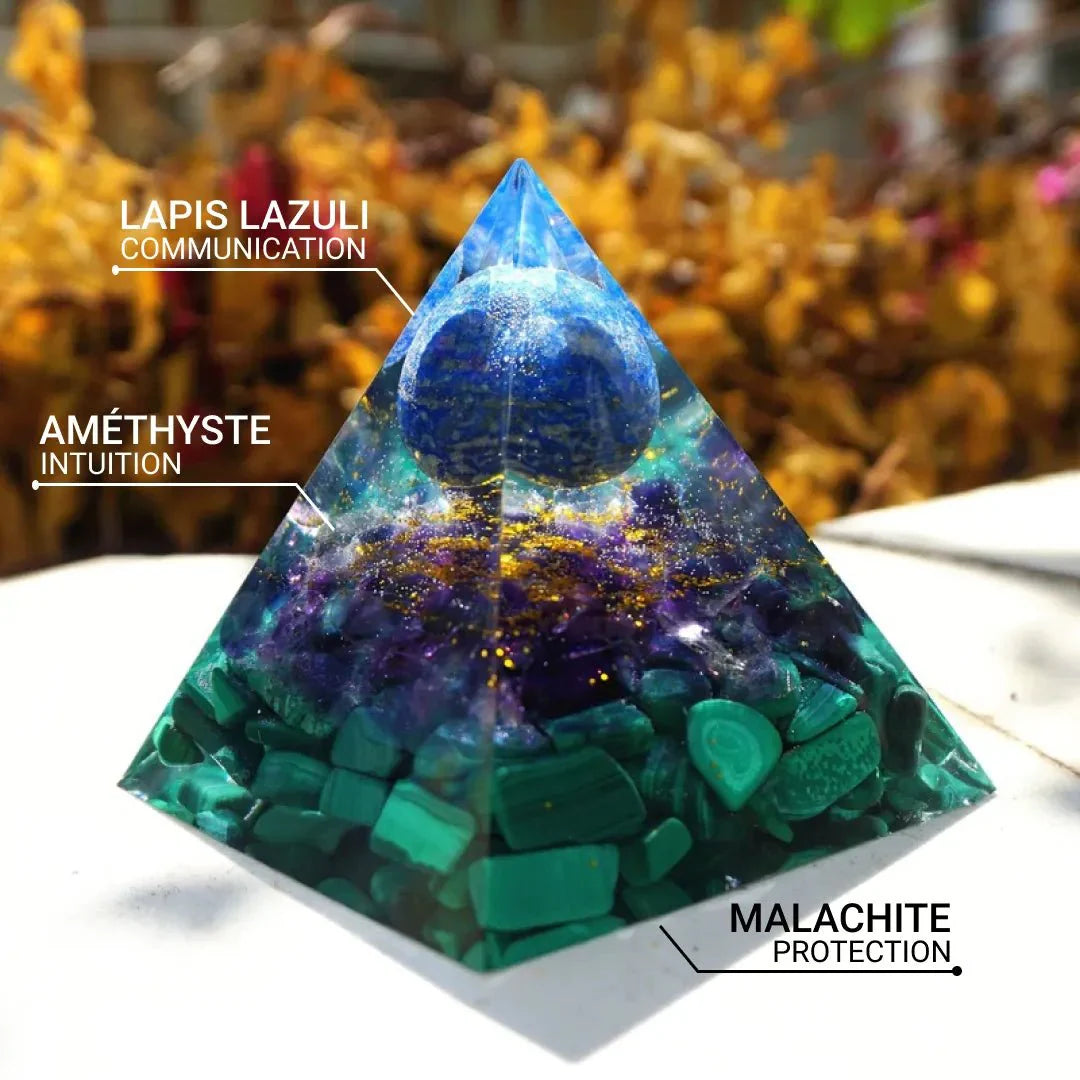 Orgonite "Kâli" in Lapis Lazuli, Amethyst & Malachite