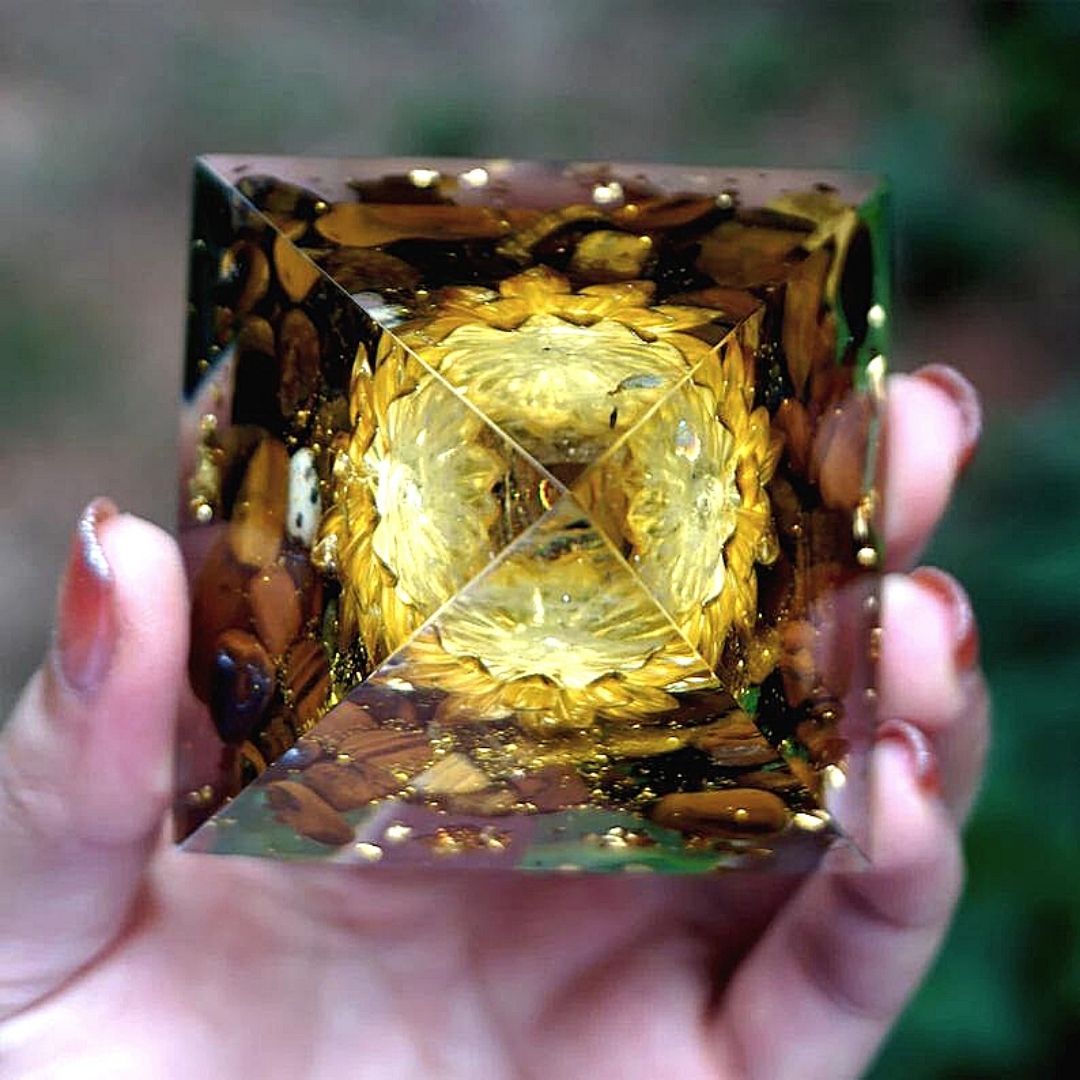 Orgonite "Divine Lotus" in Tiger Eye