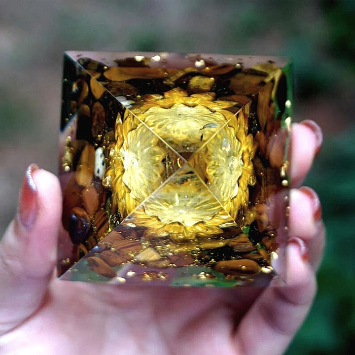 Orgonite "Divine Lotus" in Tiger's Eye