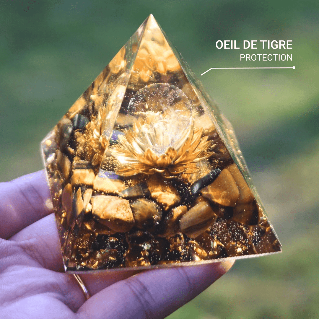 Orgonite "Divine Lotus" in Tiger's Eye