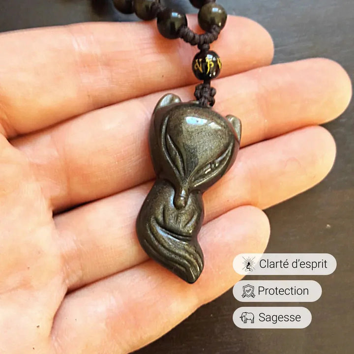 "Sage Fox" Pendant in Golden Obsidian