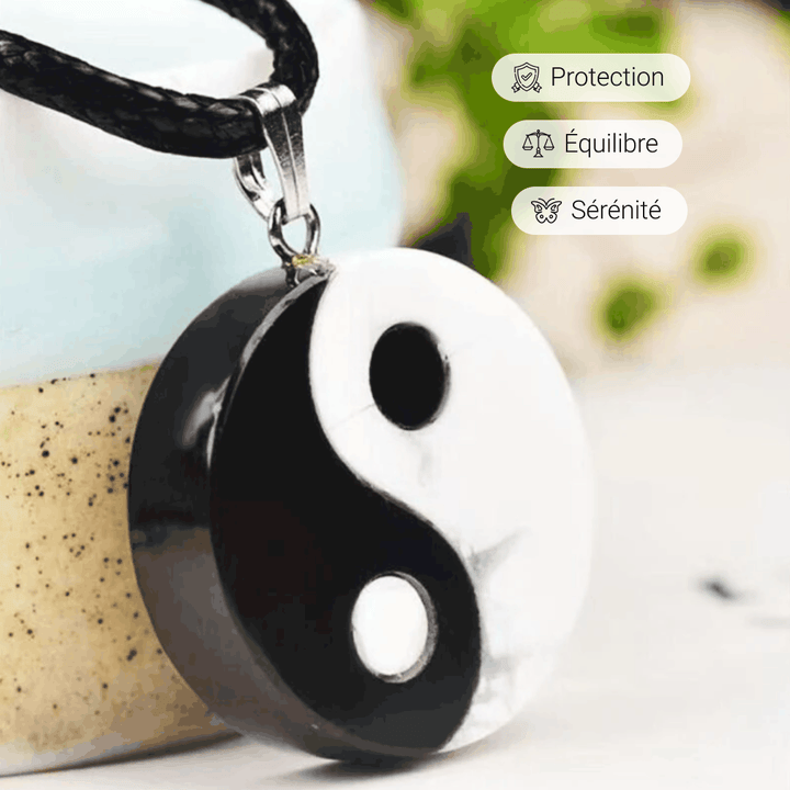 "Yin-Yang" Pendant in Howlite & Black Obsidian