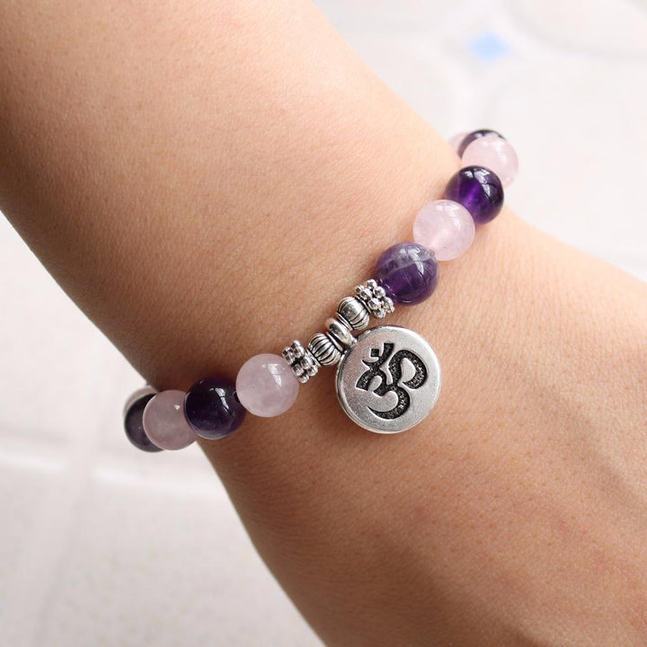 "Love & Spirituality" Bracelet in Amethyst & Rose Quartz