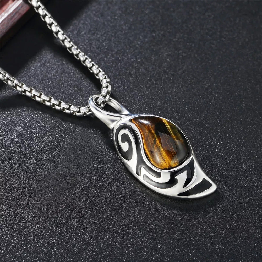 "Tribal Shield" Pendant in Tiger Eye